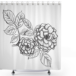 Personality  Sketch Rose Branch Shower Curtains