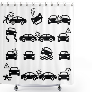 Personality  Road Accident, Car Crash, Personal Injury Vector Icons Set  Shower Curtains