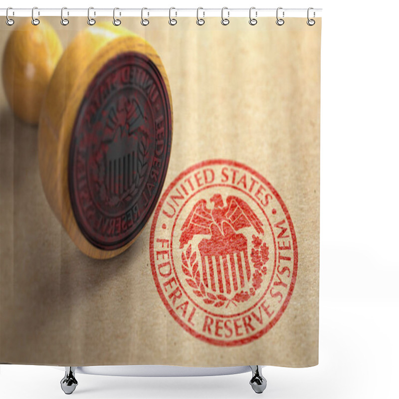 Personality  Federal Reserve System FED Symbol Stamp On Craft Paper. Shower Curtains