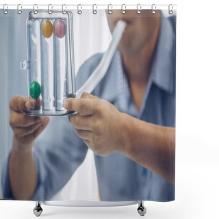Personality  Triballs Incentive Spirometer Threeflow Respiratory Exerciser For Help Perform Normal Deep Breathing Exercises. Shower Curtains