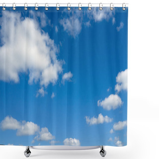 Personality  White Heap Clouds In The Blue Sky. Shower Curtains