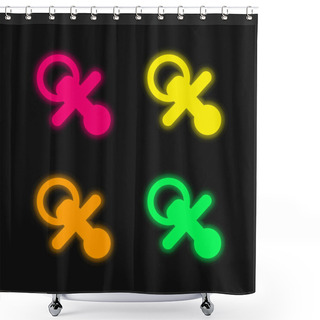 Personality  Baby Pacifier Four Color Glowing Neon Vector Icon Shower Curtains