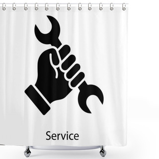 Personality  Hand Holding Spanner, Mechanic Icon In Solid Vector, Repair Services  Shower Curtains