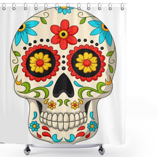 Personality  Vector Illustration Of Day Of The Dead Skulls Shower Curtains