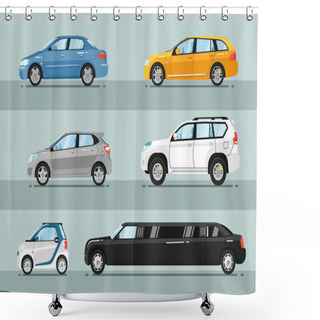 Personality  Collection Of Passenger Cars Flat Style Vectors Shower Curtains