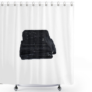 Personality  Natural Black Tourmaline Gem Stone On White Background Shower Curtains
