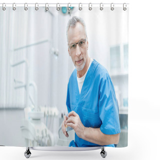 Personality  Senior Dentist In Uniform Shower Curtains