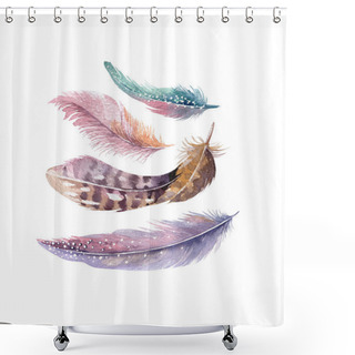 Personality  Watercolor Feathers Set. Shower Curtains