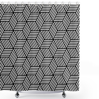 Personality  Seamless Geometric Pattern In Op Art Design. Shower Curtains