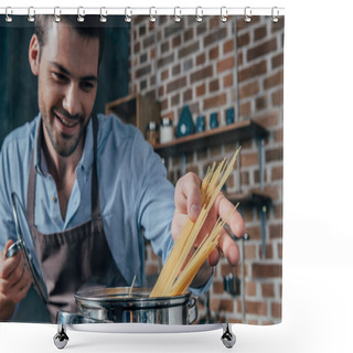 Personality  Young Man Cooking Shower Curtains