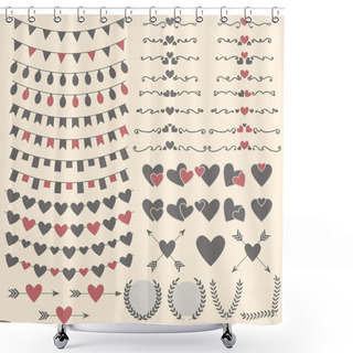 Personality  Wedding Set Of Hearts, Arrows, Garlands, Laurel, Wreaths And Lab Shower Curtains