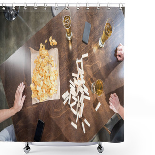 Personality  Jenga Blocks, Beer And Chips Shower Curtains