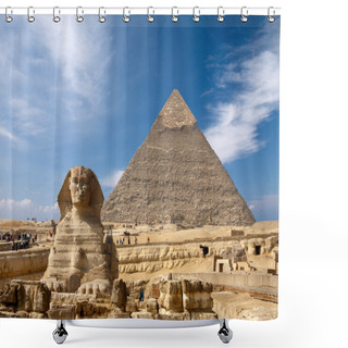 Personality  Sphinx And The Great Pyramid In Egypt Shower Curtains