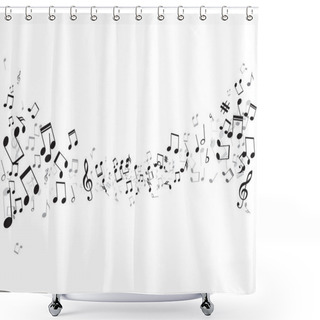 Personality  Various Music Notes On Stave, Vector Shower Curtains