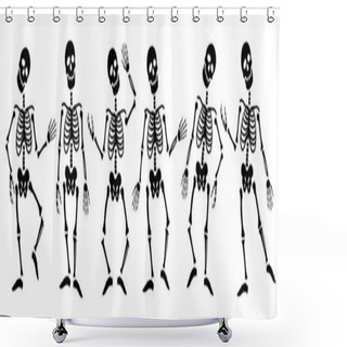 Personality  A Set Of Skeletons In Different Poses. Vector Illustration. Shower Curtains