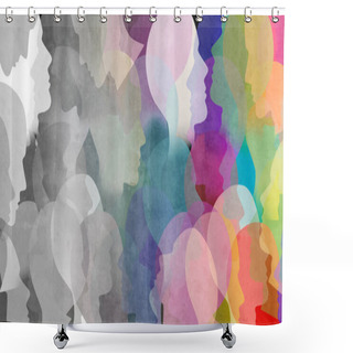 Personality  Demography Change And Demographic Changes In Population Diversity As Society Becoming Diverse In A 3D Illustration Style. Shower Curtains