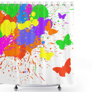 Personality  Colorful Butterflies On Colorful Splashes Shower Curtains