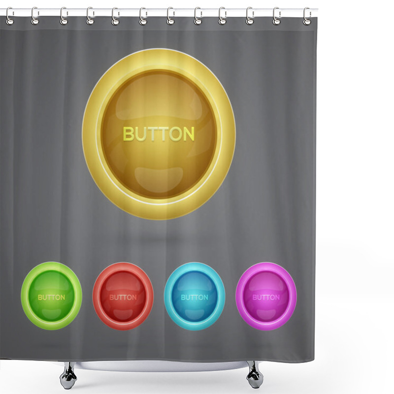 Personality  Set Of Colorful Buttons Shower Curtains