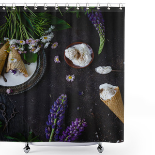 Personality  Melting Ice Cream And Assorted Flowers Shower Curtains