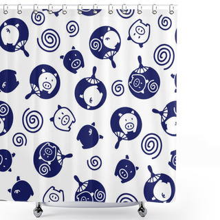 Personality  Japanese Fan Pattern Shower Curtains