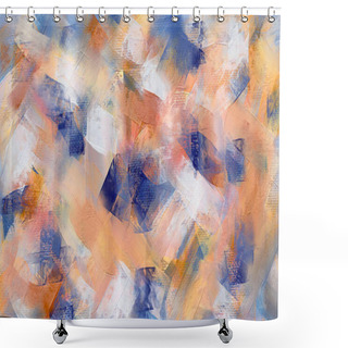 Personality  Abstract Wide Oil Painting On Canvas. Bright Orange Acrylic Art, Artistic Brush Daubs And Smears Grungy Background, Hand Painted Colorful Pattern Shower Curtains