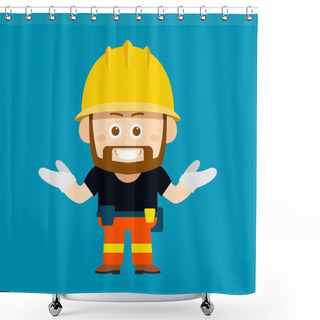 Personality  Cartoon Character Of Worker Shower Curtains