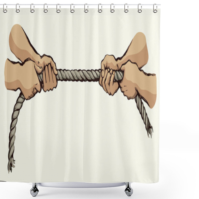 Personality  Tug Of War. Vector Drawing Shower Curtains