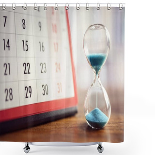 Personality  Hour Glass And Calendar Concept For Time Slipping Away For Important Appointment Date, Schedule And Deadline Shower Curtains
