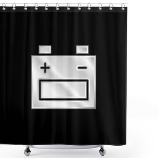 Personality  Battery Silver Plated Metallic Icon Shower Curtains