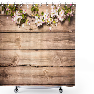 Personality  Apple Blossoms On Wooden Surface Shower Curtains