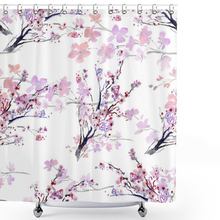 Personality  White Flowers. Pattern. Watercolor Shower Curtains