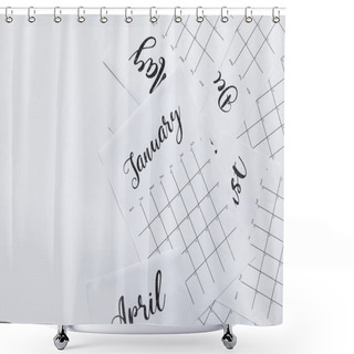 Personality  Top View Of Paper Calendar Parts Isolated On White Shower Curtains