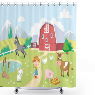 Personality  Farm Animals With Barn Shower Curtains