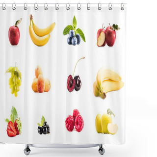 Personality  Collage With Various Fresh Fruits And Berries Shower Curtains