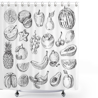 Personality  Hand Drawn Fruit Shower Curtains