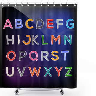Personality  Hand Drawn Colorful Abc Letters. Vector Shower Curtains