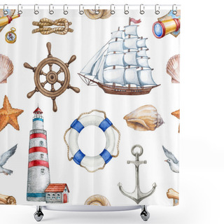 Personality  Seamless Nautical Pattern Shower Curtains