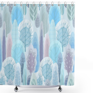 Personality  Winter Forest Pattern. Vector Seamless Texture. Trendy Flat Style. Shower Curtains