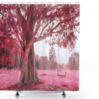 Personality  Swing On Tree, Pink Imagine Forest Shower Curtains