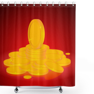 Personality  Stacks Of Gold Coins, Vector. Shower Curtains