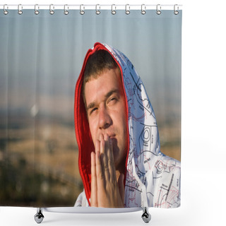 Personality  Praying Man Shower Curtains