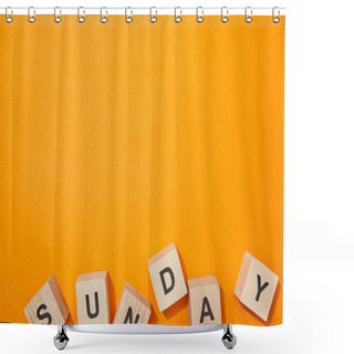 Personality  Top View Of Wooden Cubes With Letters On Orange Surface Shower Curtains