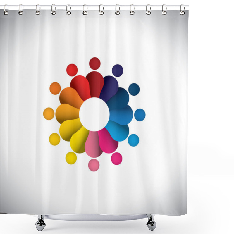 Personality  Circle Of Colorful People Partying Or Children Playing - Vector Shower Curtains