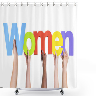 Personality  Hands Holding Word Women Shower Curtains
