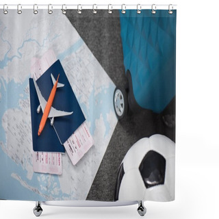 Personality  Flight Tickets With Toy Airplane Shower Curtains