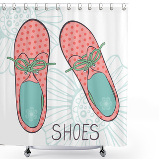 Personality  An Illustration Of Fashionable Girl Shoes Shower Curtains