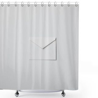 Personality  Top View Of Blank Envelope On White Surface For Mockup Shower Curtains