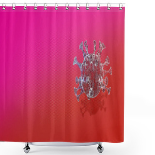 Personality  A Bacteria Over Pink Background With Copyspace For Text Or Product. Shower Curtains