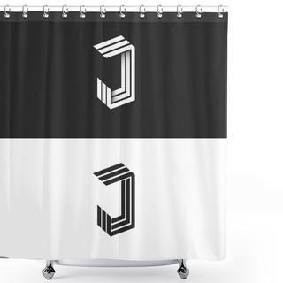 Personality  Logo J Letter In Isometric Initial Monogram Shower Curtains