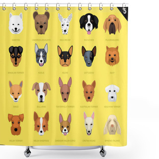 Personality  Dog Faces Icon Cartoon 5 Samoyed Set Shower Curtains